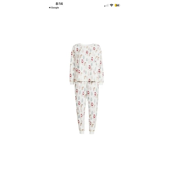 Disney Winnie The Pooh Holiday Christmas Pajama Set Top & Pants Medium Knit Cozy - Picture 1 of 8